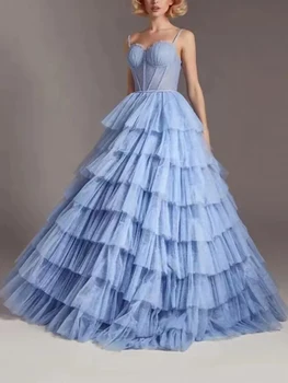 J203 Модные Синие Летние Длинные Женские вечерние платья в стиле бохо для гостей Свадебной вечеринки, платья для выпускного вечера, пышные платья