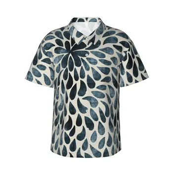 Мужские повседневные гавайские рубашки Petal, пляжные рубашки на пуговицах с коротким рукавом, рубашки с тропическим цветочным рисунком