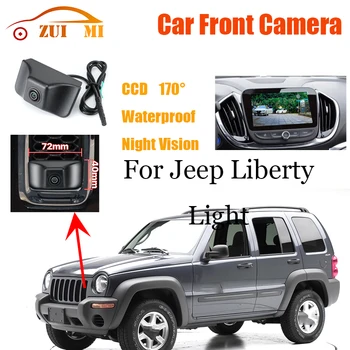 Вид спереди автомобиля Парковка CCD Камера ночного видения с логотипом, широкоугольная 170 ° Водонепроницаемая для Jeep Liberty Light 2016 ~ 2017