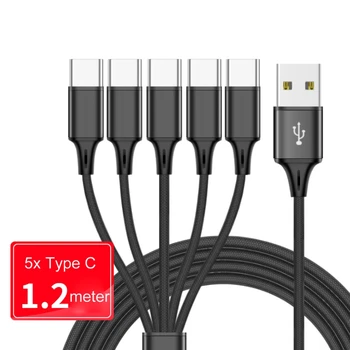 5 В 1 Кабель USB C 1,2 М 5A Порт Зарядки USB-Type-C Для Зарядного кабеля Мобильного телефона Type-C Универсальный многофункциональный