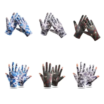 2023 Новые женские Летние Велосипедные трикотажные перчатки с открытыми полными/двумя пальцами, Камуфляжные трикотажные дышащие варежки для занятий спортом на открытом воздухе