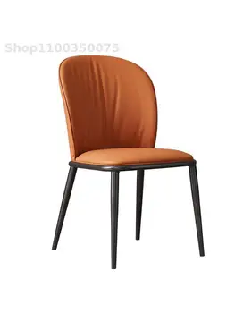 Итальянский легкий Роскошный домашний обеденный стул высокого класса, Дизайнерский Современный обеденный стул с минималистской спинкой, обитый минималистской кожей