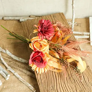 Устойчивый к выцветанию Букет из искусственных цветов для домашнего декора, Реалистичные осенние букеты из искусственных цветов, подсолнухи, которые не увядают