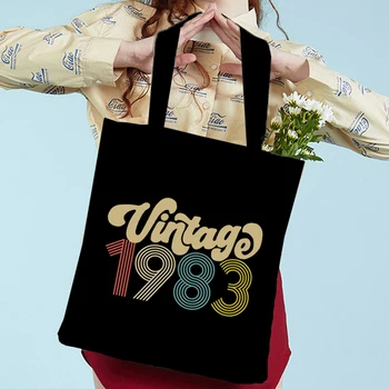 Холщовая сумка в стиле 80-х, Винтажные сумки с графикой 1983 года, женская повседневная сумка для покупок, повседневная сумка через плечо, боковая сумка Harajuku для дам