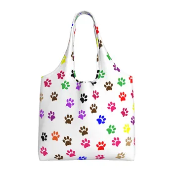 Красочные пакеты для покупок с отпечатком собачьей лапы, многоразовые Складные, моющиеся сумки для покупок с сумкой