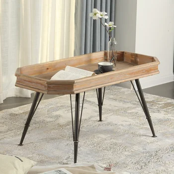 Американский маленький журнальный столик из массива дерева, семейный ретро-столик, старый диван, угловой столик, украшения для украшения дома