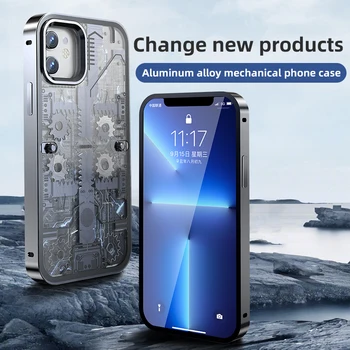 Роскошный металлический чехол для телефона с защитой камеры собственного дизайна для iPhone 14 Pro Max 13 12 Armor Противоударная матовая прозрачная задняя крышка