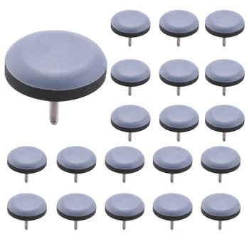 20шт 25 мм Планеры для стульев Мебельные ползунки из ПТФЭ, легко перемещающиеся накладки, круглые с защитными ножками для деревянных полов с гвоздями