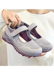 Летние дышащие женские кроссовки для здоровой ходьбы, модная обувь, спортивный сетчатый спортивный подарок для мамы, легкие туфли на плоской подошве, размер 36-41