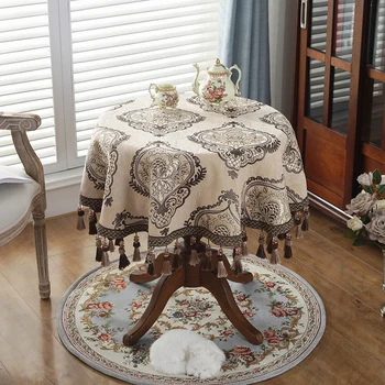Ткань большая круглая скатерть, роскошный европейский стиль, прямоугольная скатерть для обеденного стола, гостиная, американский стиль