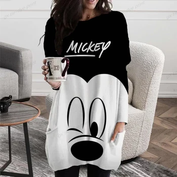 Женская футболка с длинным рукавом Disney Minnie Mouse, Женская Футболка с принтом, Осенне-весенний Женский Пуловер, Горячая распродажа