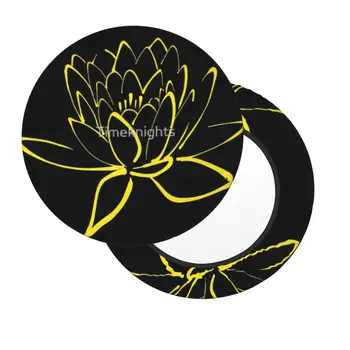 Цветок лотоса Желто-черный Круглый Чехол для подушки барного стула Праздничный декор Удобства, подходящие для барных стульев
