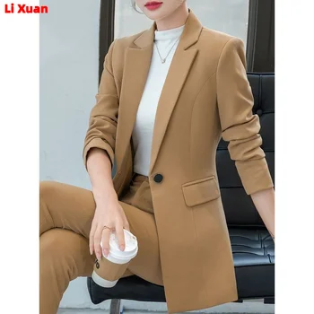 Высококачественный Корейский женский официальный осенне-зимний блейзер, деловые костюмы с рабочей одеждой, офисная униформа, брюки, куртка, комплект из 2 предметов
